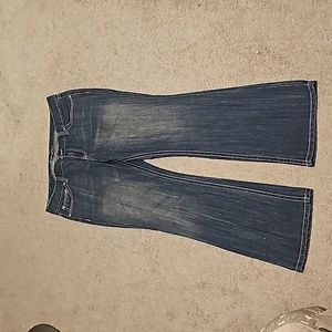 INC Womens Dark Wash Sequin Styled Wide Leg Jeans